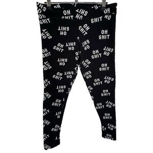 Garage Black and White Leggings With “Oh Sh*t” Graphic All Over